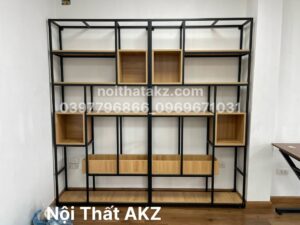 Kệ sắt ngăn phòng trang trí gỗ MFC mã KTTKZ 08