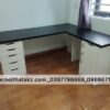 Bàn Chữ EL IKEA Tủ Trắng Mặt Đen 180x150cm