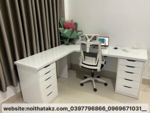 Bàn IKEA Chữ EL Full Trắng