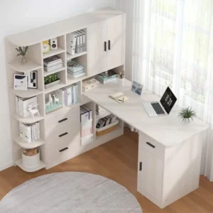 Bàn làm việc _học tập góc chữ EL có giá sách 06