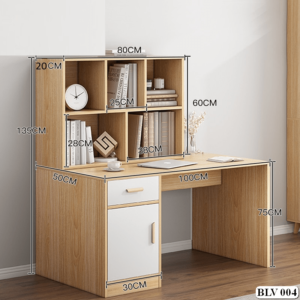 Bàn làm việc hiện đại giá sách gỗ