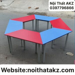 Cụm 6 bàn học sinh gỗ công nghiệp ghép thành hình tròn