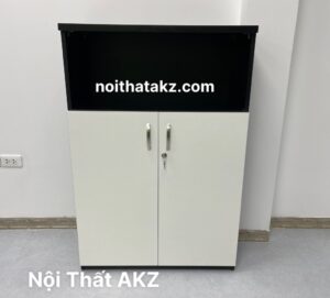 Tủ tài liệu thấp 2 cánh gỗ màu đen mã KZ04