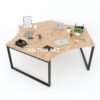Bàn cụm 3 người 240x208 Rectang Concept chân sắt lắp ráp HBRT025