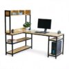 Bàn góc L liền kệ sách và kệ CPU 160x120x150cm gỗ cao su KZ30