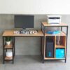 Bàn máy tính liền kệ 160x60cm gỗ cao su khung sắt KZ51
