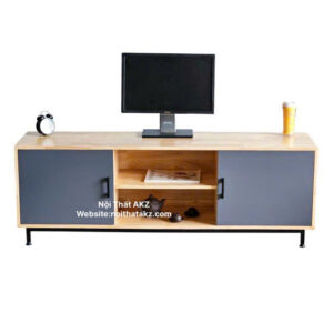 Kệ TV 2 ngăn tủ 160x40x55cm gỗ cao su chân sắt KTV68111