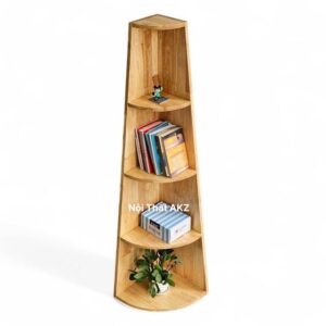 Kệ góc tường hình quạt 35x35x140cm gỗ cao su KGTKZ28