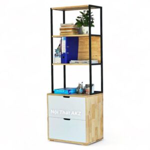 Kệ khung sắt có ngăn kéo 60x40x170cm gỗ cao su KZ15