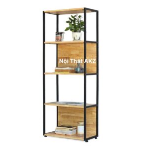 Kệ sách 5 tầng 60x30x150cm gỗ cao su khung sắt KZ68