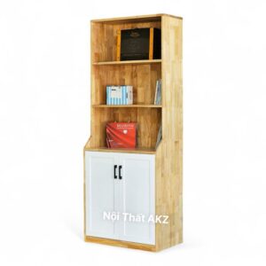 Kệ sách có ngăn tủ 70x40x180cm gỗ cao su KZ25