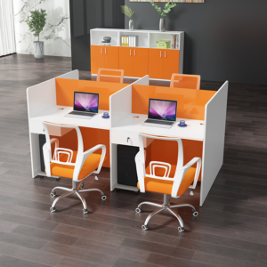 Cụm bàn làm việc 4 người vách gỗ - KZ03