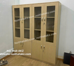 Tủ hồ sơ _tủ tài liệu 3 buồng cánh kính gỗ màu A37 giá rẻ