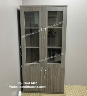 Tủ tài liệu gỗ 2 cánh kính vân tối giá rẻ
