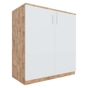 Tủ hồ sơ 2 tầng cửa mở gỗ cao su 80x40x87cm THS68023