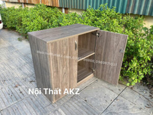 Tủ tài liệu gỗ thấp 2 cánh màu vân tối giá rẻ