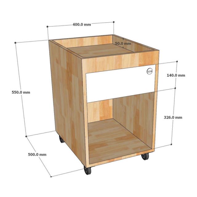 Tủ cá nhân nhỏ 1 ngăn kéo 40x50x55cm gỗ cao su TCN68066-4