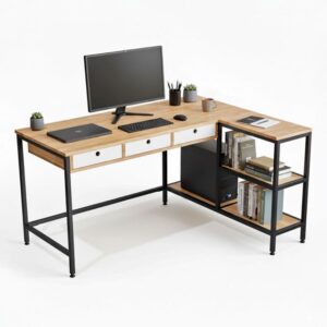 Bàn chữ L RIGEL 140x110cm gỗ cao su CD68039