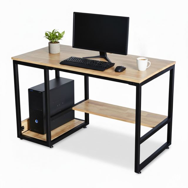 Bàn làm việc có ngăn kệ để CPU 120x60cm gỗ cao su COD68066