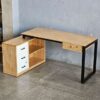 Bàn làm việc gác tủ 140x100cm gỗ cao su HBRT130