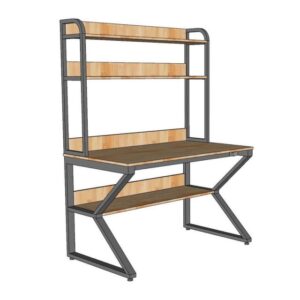 Bàn liền kệ sách chữ K 120x70x165cm gỗ cao su FD68087