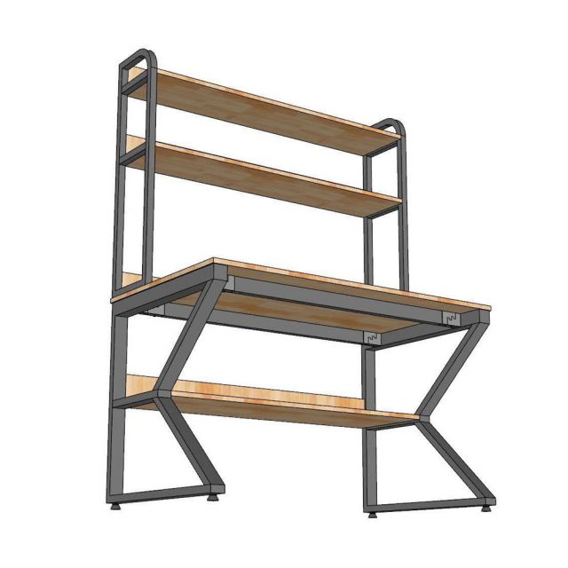 Bàn liền kệ sách chữ K 120x70x165cm gỗ cao su FD68087-2