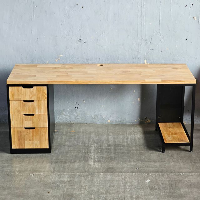 Bàn máy tính 180x60cm gỗ cao su chạy viền dày 34mm CD68044-1