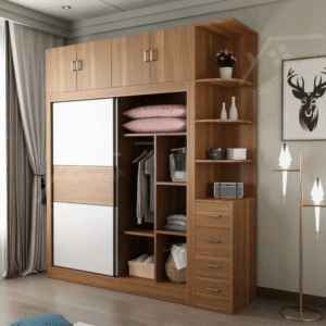 Tủ quần áo gỗ cánh lùa 2 tầng có kệ góc hiện đại A61