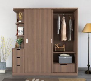 Tủ quần áo gỗ cánh lùa có kệ góc trang trí đẹp A15