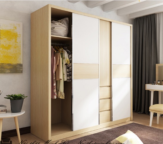 Tủ quần áo gỗ công nghiệp cánh lùa kiểu dáng hiện đại A17-1