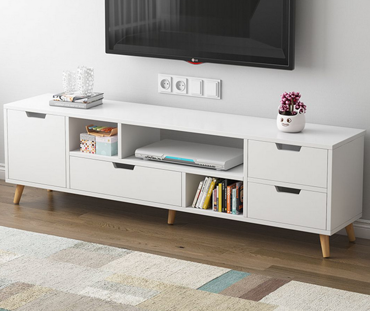 Kệ Tivi Gỗ MDF Nhiều Ngăn Có Chân Gỗ Hiện Đại TKTV23-1