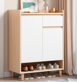 Tủ chân gỗ để giày dép 2 cánh mở và 1 ngăn hở KĐG68
