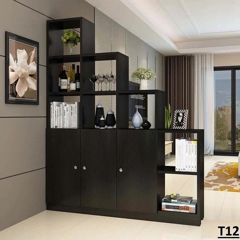 Tủ gỗ vách ngăn trưng bày rượu, sách trang trí phòng khách KSG53-3