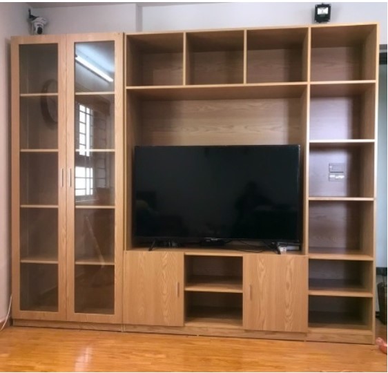 Tủ kệ gỗ để tivi 2m4 kết hợp trang trí phòng khách hiện đại KST80-