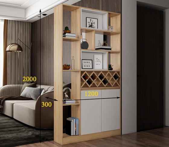 Tủ kệ gỗ vách ngăn đựng rượu trang trí phòng khách TR46-1