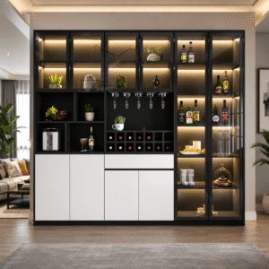 Tủ Rượu Gỗ Hiện Đại 2m4 Trang Trí Phòng Khách Đẹp TR33