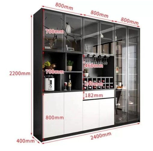 Tủ rượu gỗ hiện đại 2m4 trang trí phòng khách đẹp TR33-2