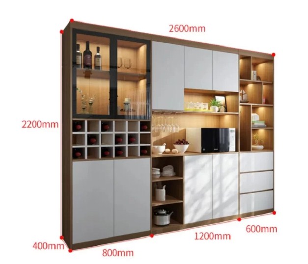 Tủ rượu gỗ trang trí phòng khách 2m6 đẹp hiện đại TR32-