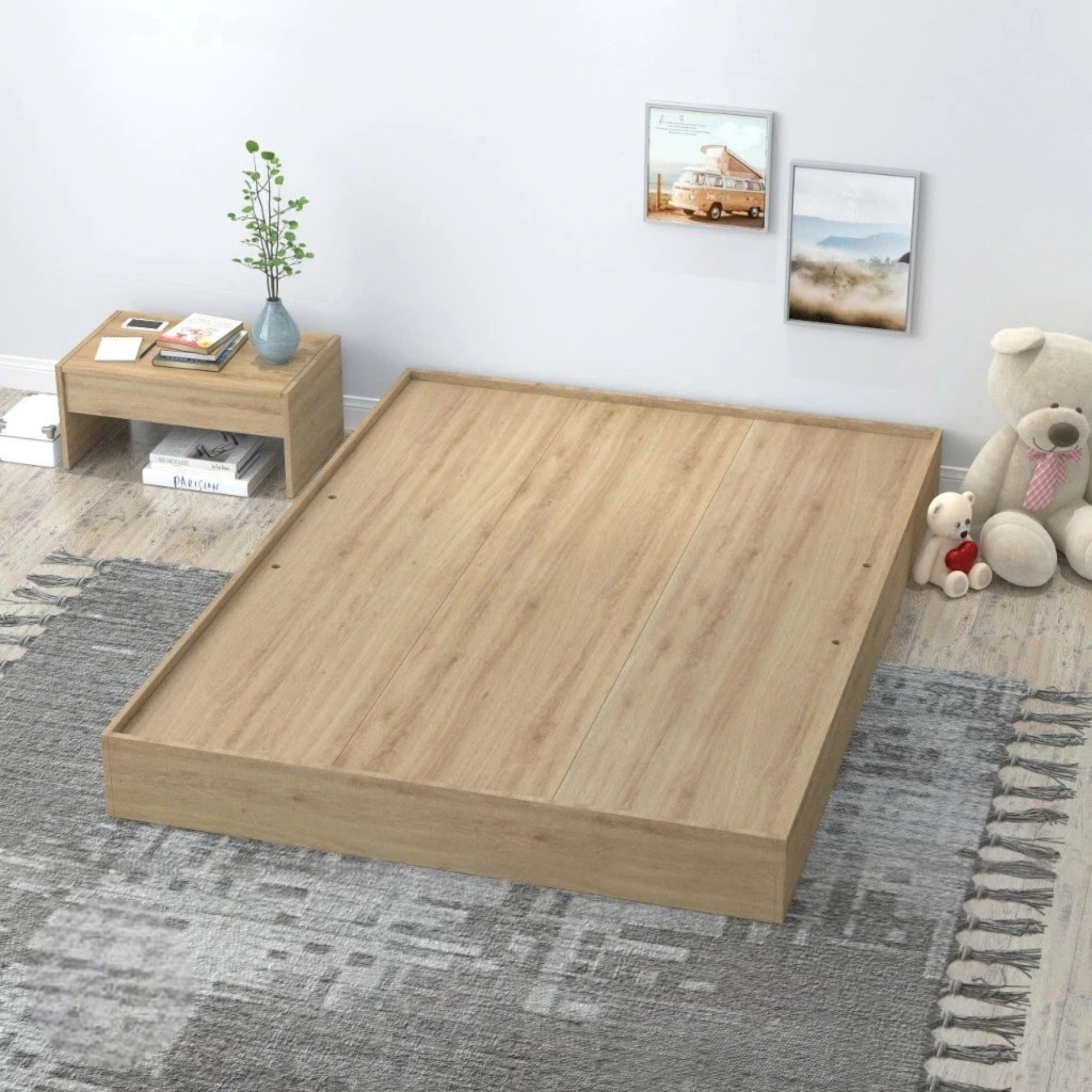 Giường ngủ bệt gỗ công nghiệp MDF cao 20cm GCN16-
