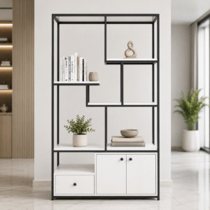 Kệ Sắt Gỗ Công Nghiệp Trang Trí Phòng Khách KSG273