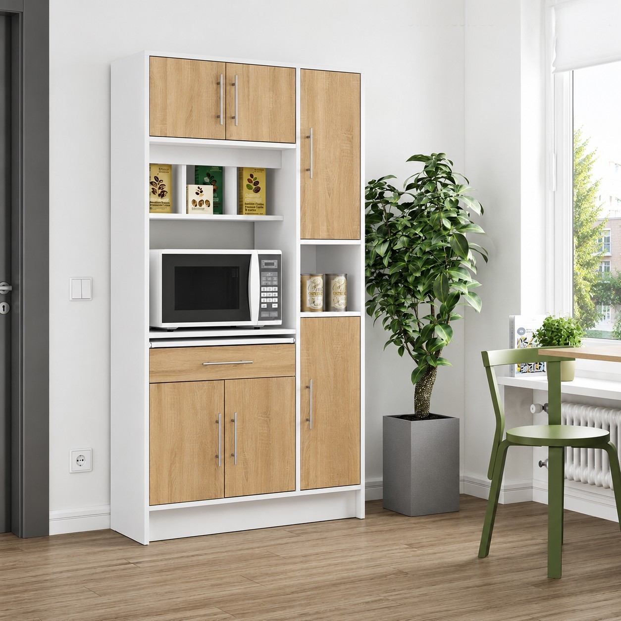 Tủ Bếp Để Lò Vi Sóng Gỗ MDF Nhiều Ngăn TUBEP38-2