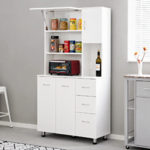 Tủ bếp gỗ để lò vi sóng nhiều ngăn cánh mở hiện đại TUBEP39